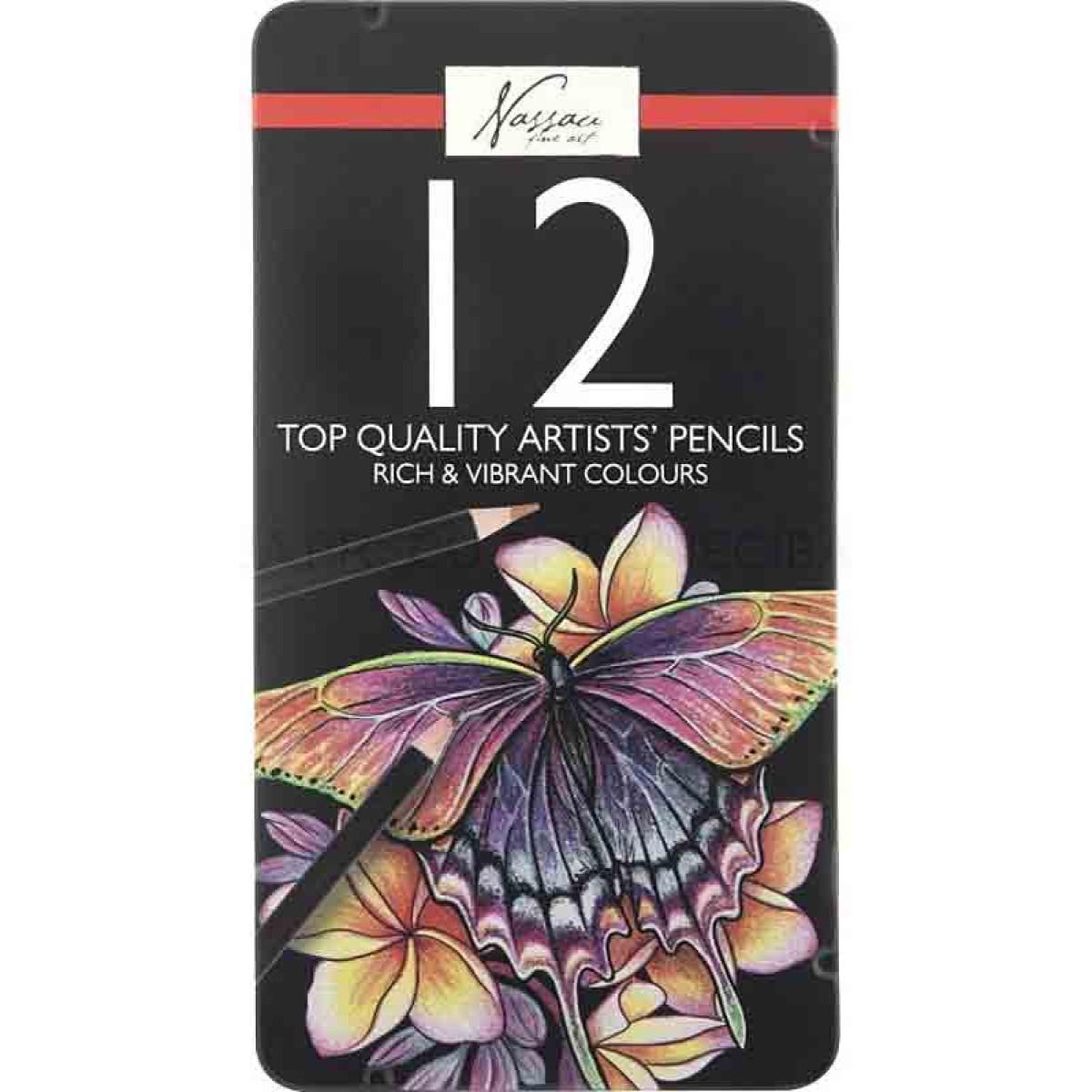 Drvene bojice u metalnoj kutiji - NASSAU 12 komada 