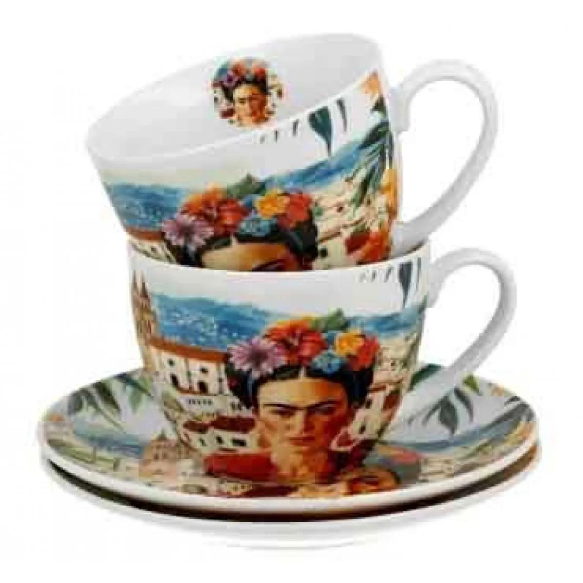 Set dve šolje sa tacnama MEXICAN ART - RED 