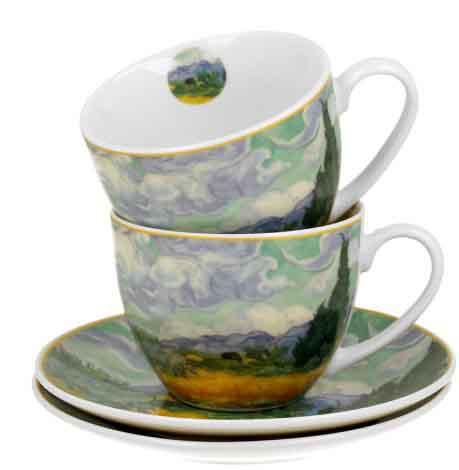 Set dve šolje sa tacnama WHEAT FIELD - V. VAN GOGH 