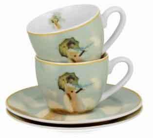 Set dve espreso šolje sa tacnama WOMEN WITH PARASOL - C. MONET 