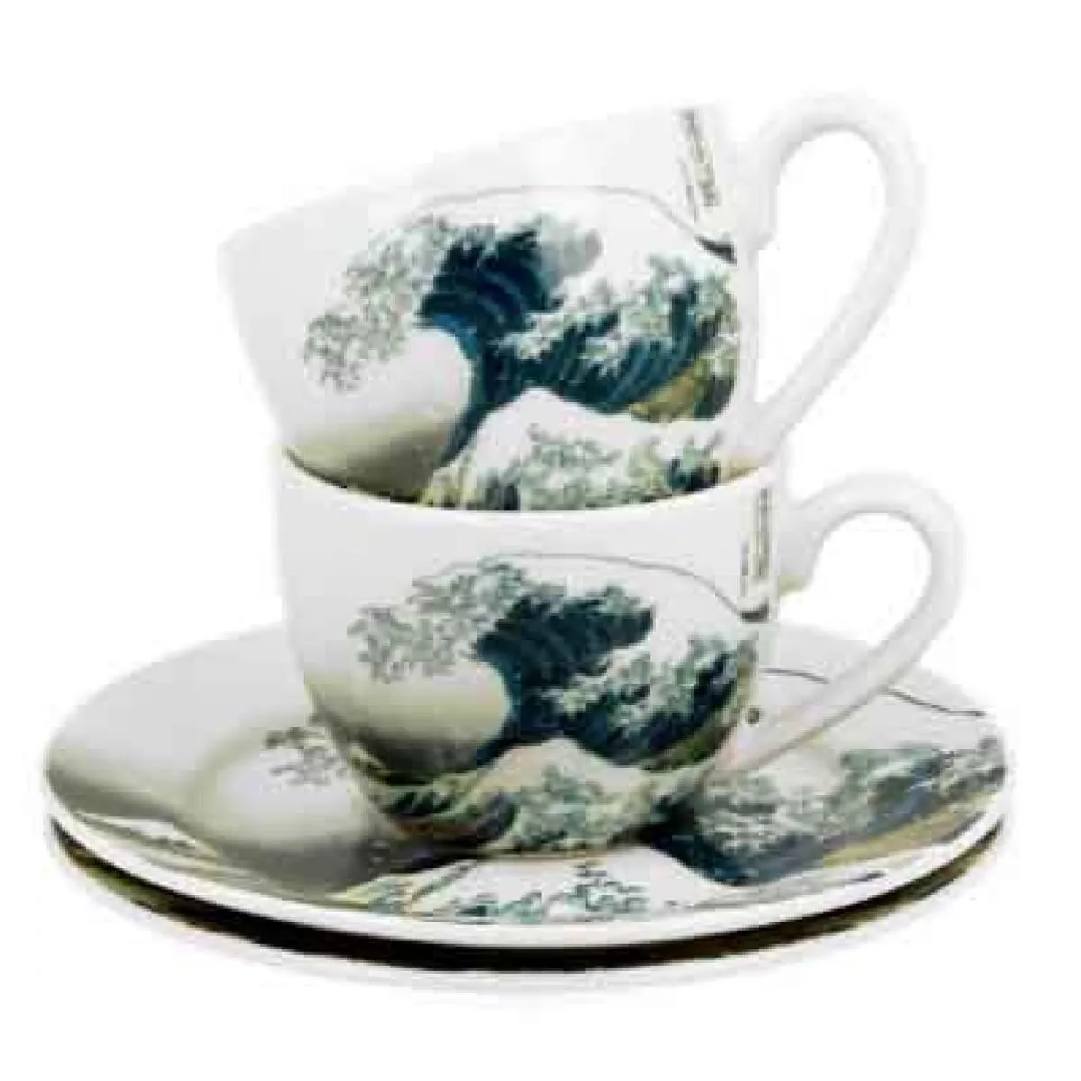 Set dve espreso šolje sa tacnama THE GREAT WAVE - K. HOKUSAI 