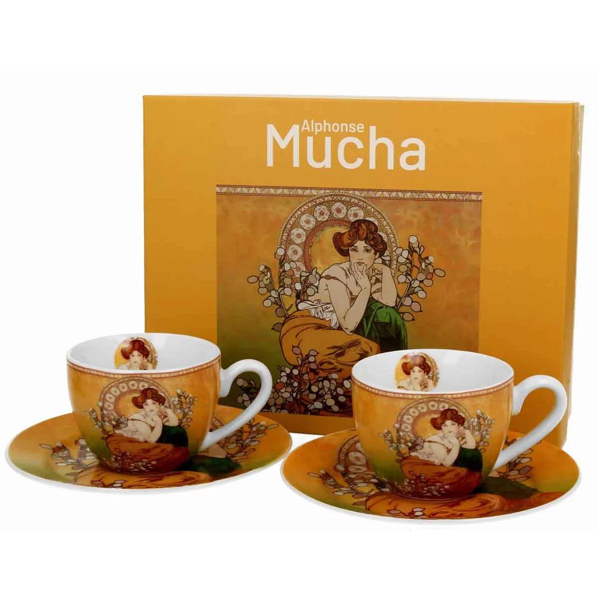 Set dve espreso šolje sa tacnama TOPAZ - A. MUCHA 