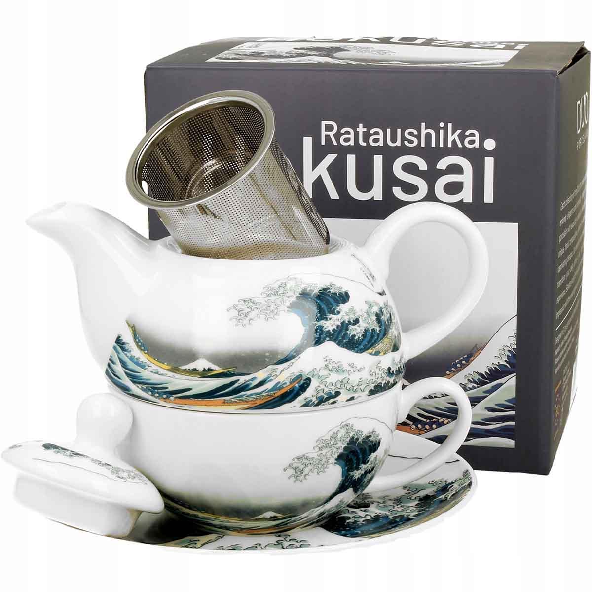 Čajnik sa šoljom i infuserom THE GREAT WAVE - K. HOKUSAI 