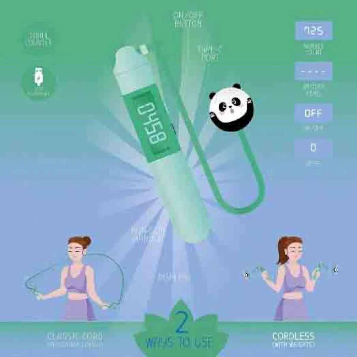 Bežični konopac za preskakanje JUMP AROUND - PANDA 