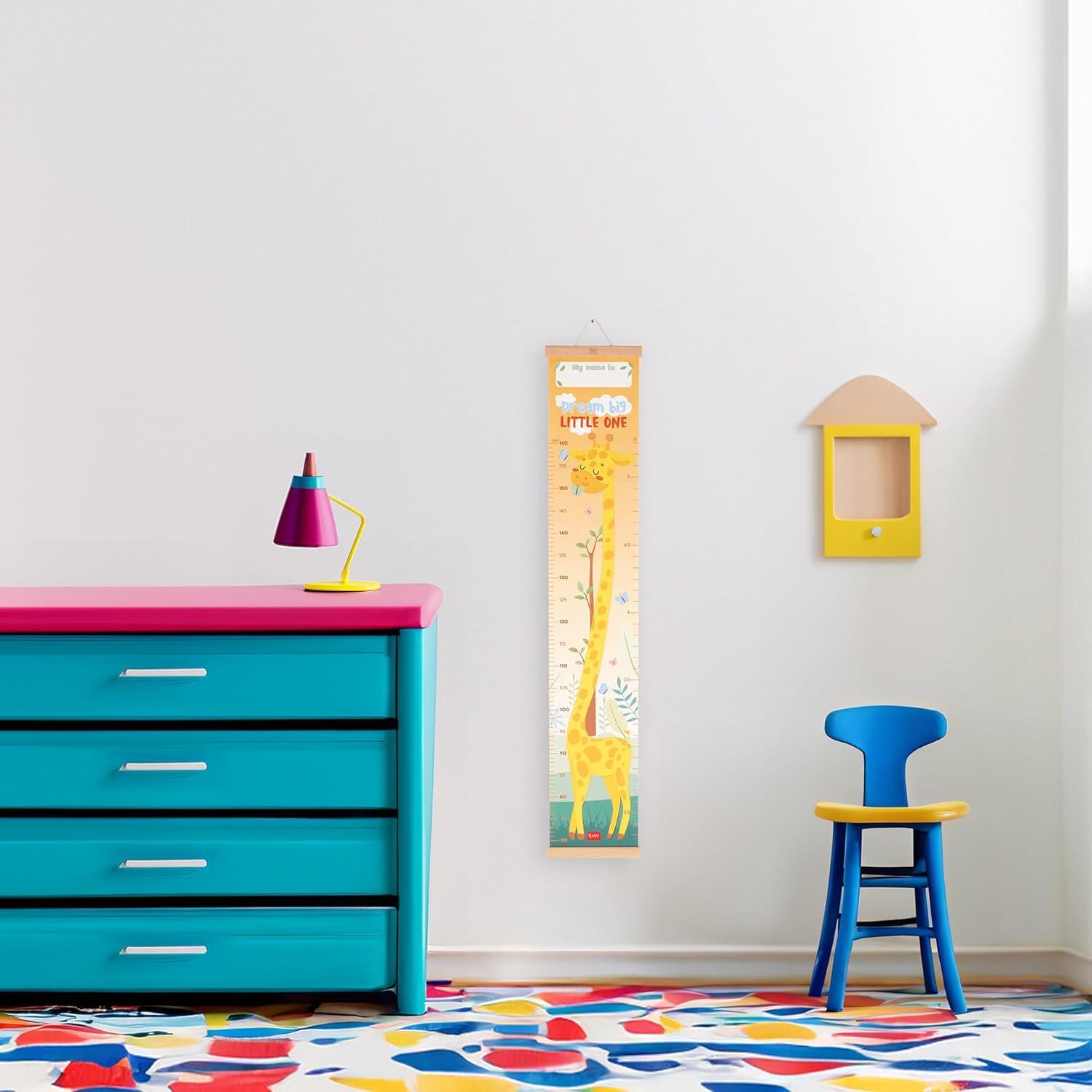 Zidni platneni rastimetar sa stikerima ŽIRAFA 160cm 