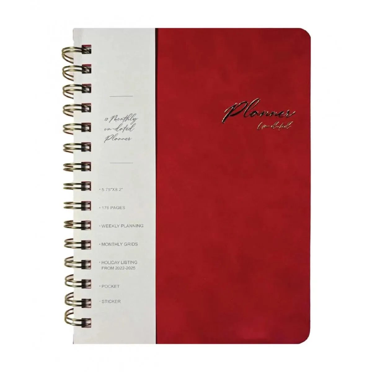 Nedatumirani planer A5 VEGAN LEATHER - Red 