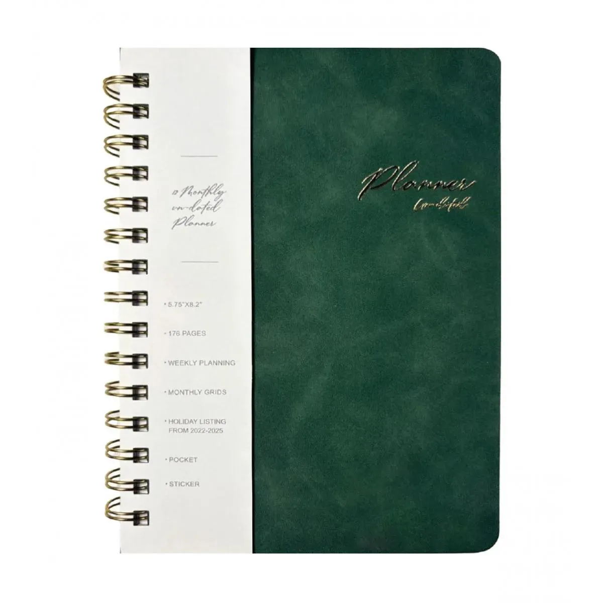 Nedatumirani planer A5 VEGAN LEATHER - Green 