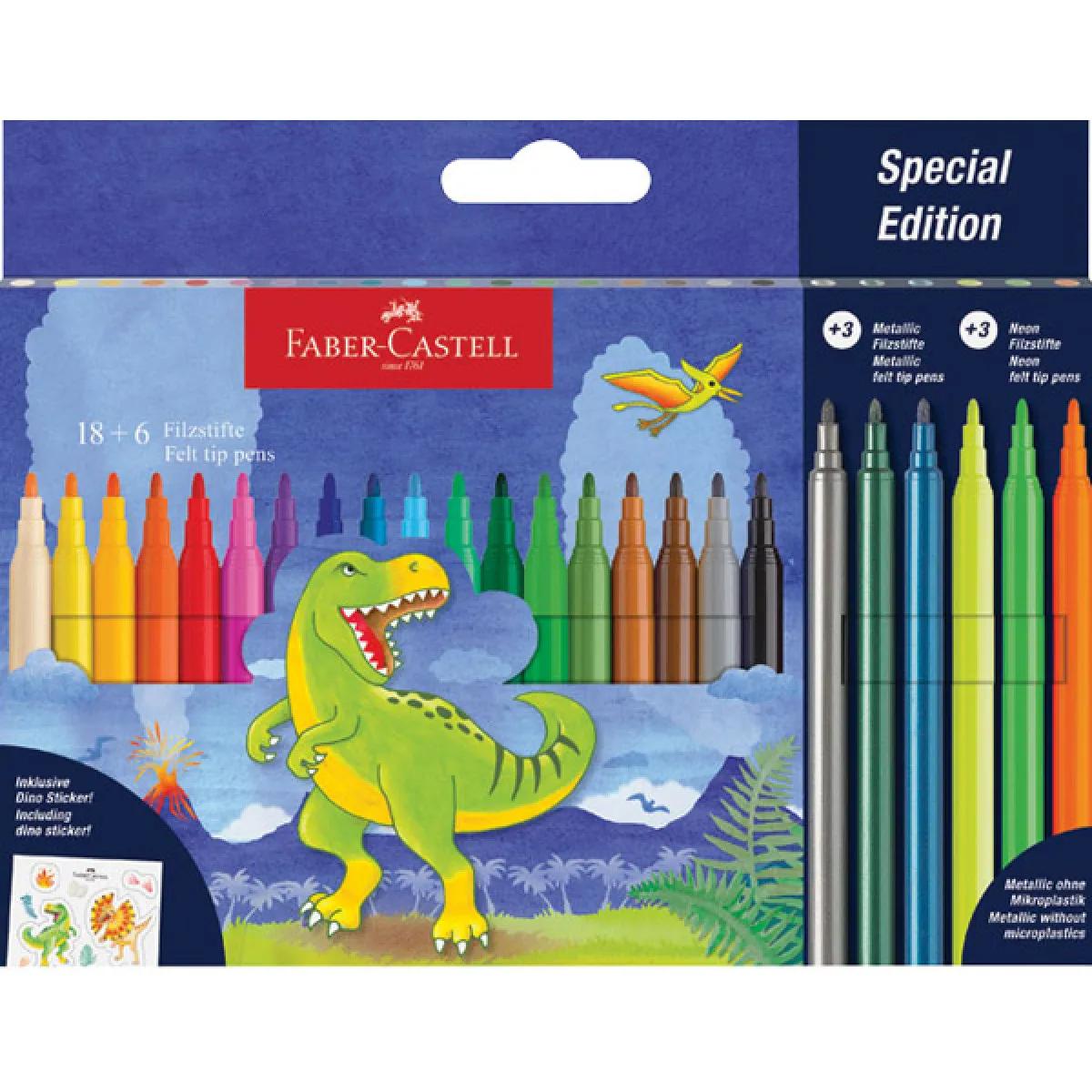 FABER CASTELL flomasteri 18+6  DINOSAURUS 