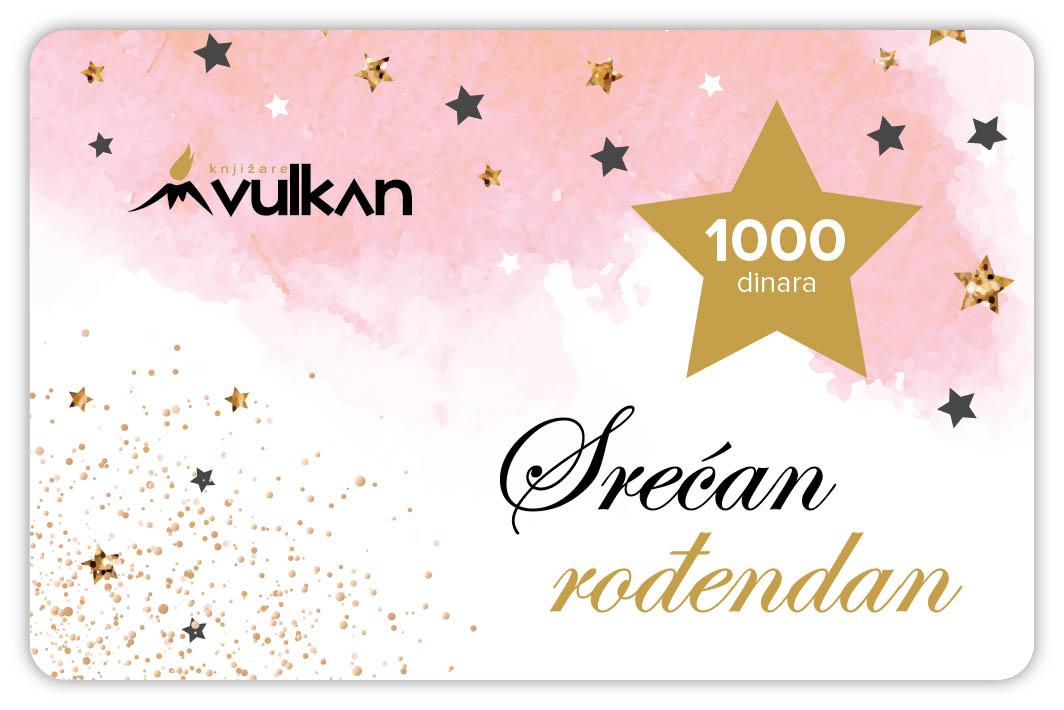 GIFT KARTICA / VAUČER Srećan rođendan roze zlatna 1000 