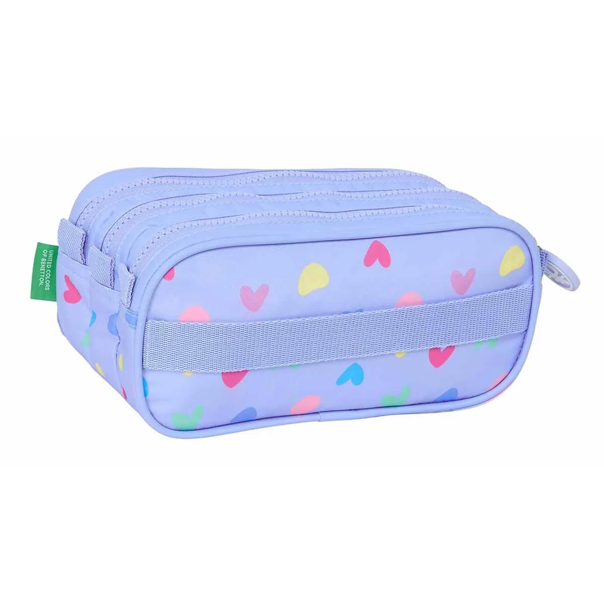 Velika trostruka pernica prazna BENETTON - LILA 