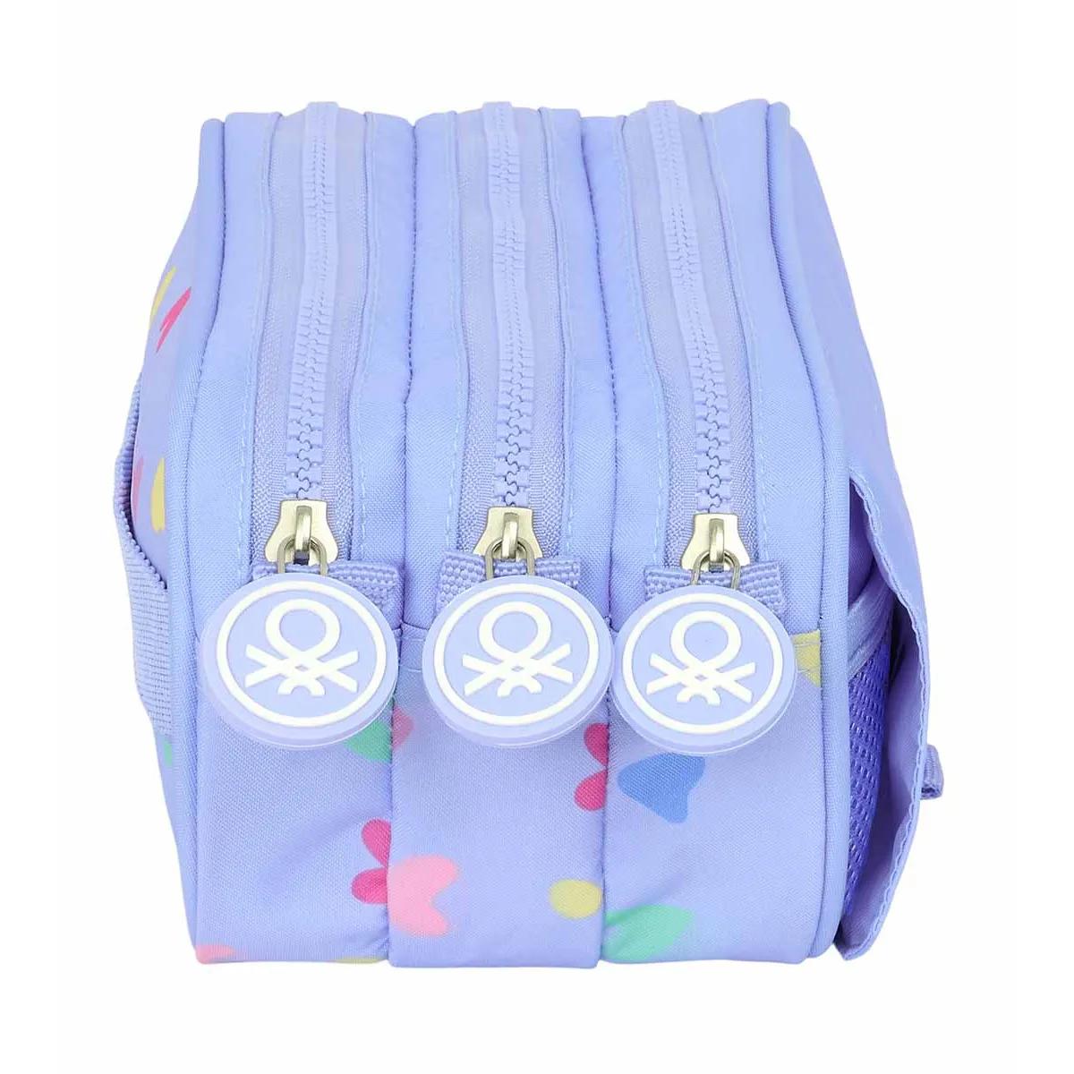 Velika trostruka pernica prazna BENETTON - LILA 