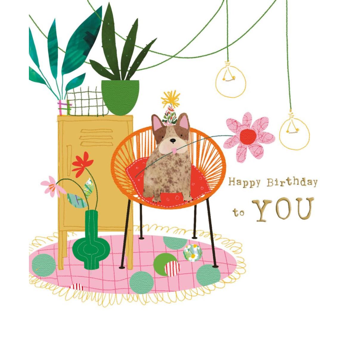 Rođendanska čestitka DOG ON CHAIR 