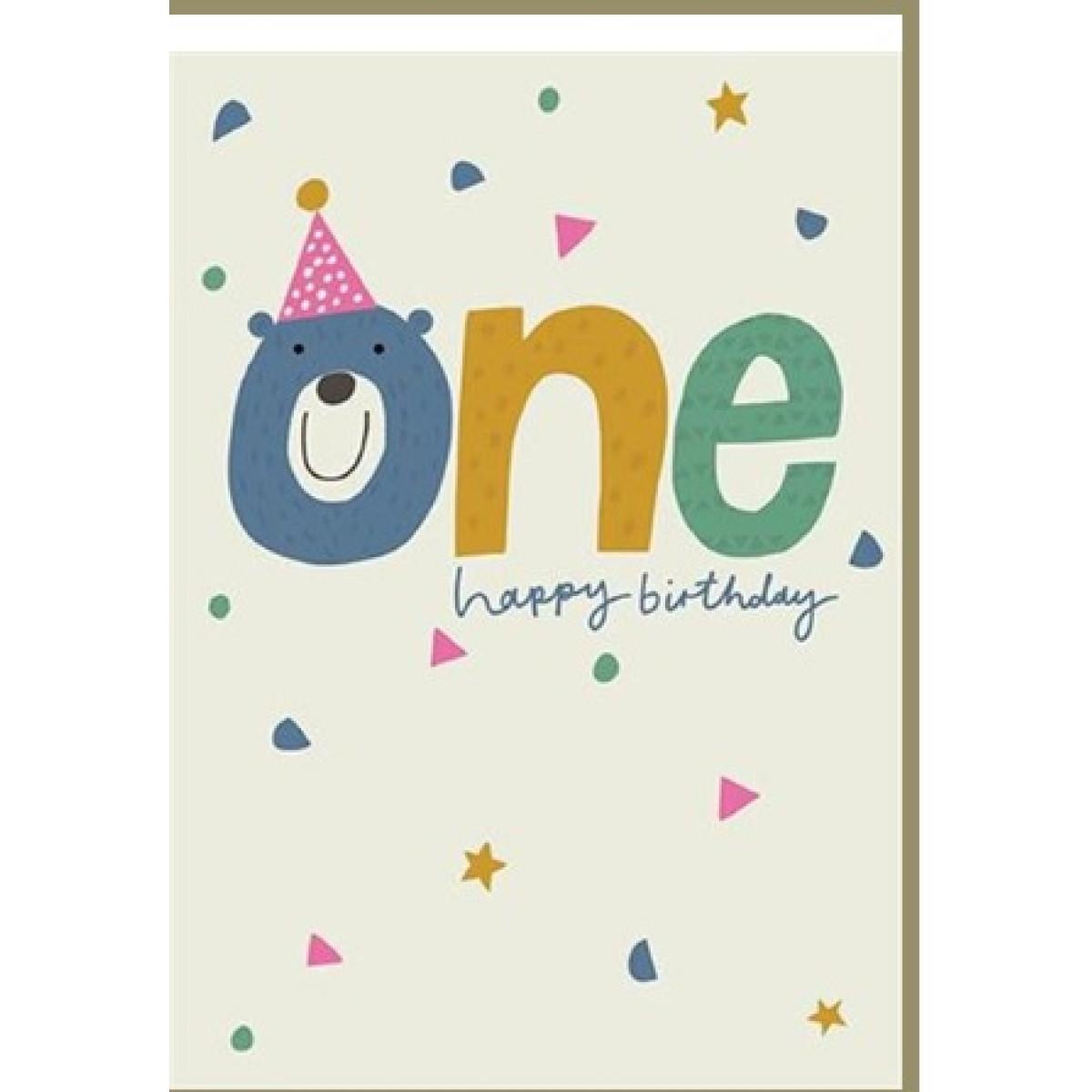 Rođendanska čestitka ONE - BEAR HAPPY BIRTHDAY 