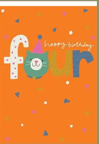 Rođendanska čestitka FOUR - CAT HAPPY BIRTHDAY 