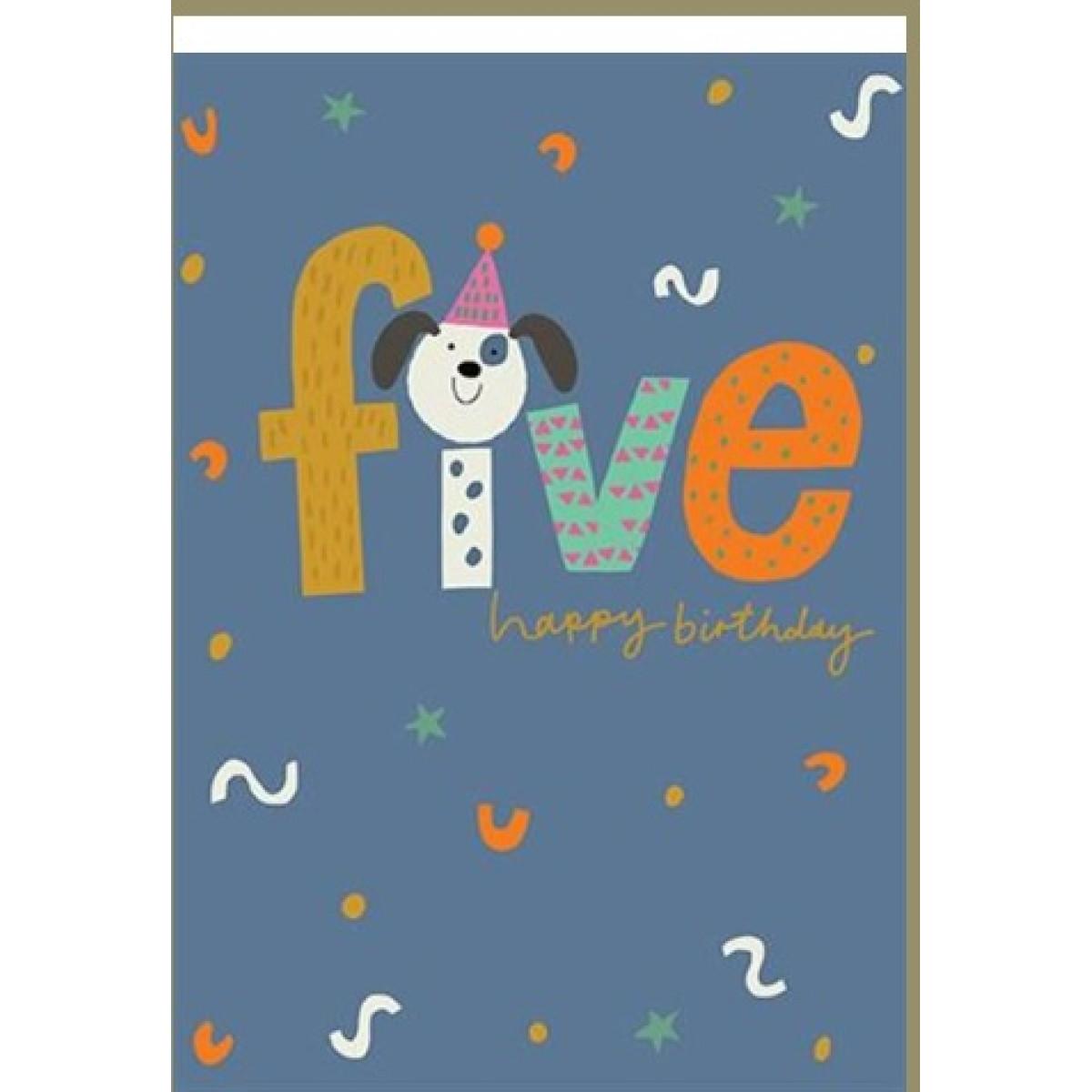 Rođendanska čestitka FIVE - DOG HAPPY BIRTHDAY 
