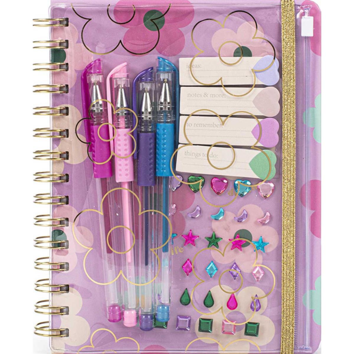 Notes sa spiralom + 4 gel olovke + stikeri 