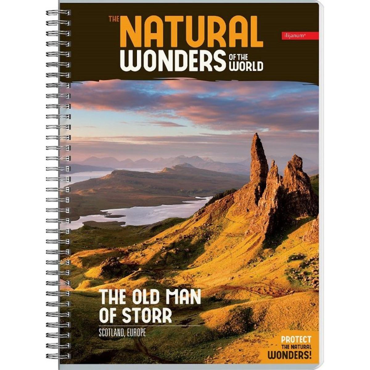 Sveska na kvadratiće A4 sa spiralom NATURAL WONDERS 80 listova (Više vrsta) 