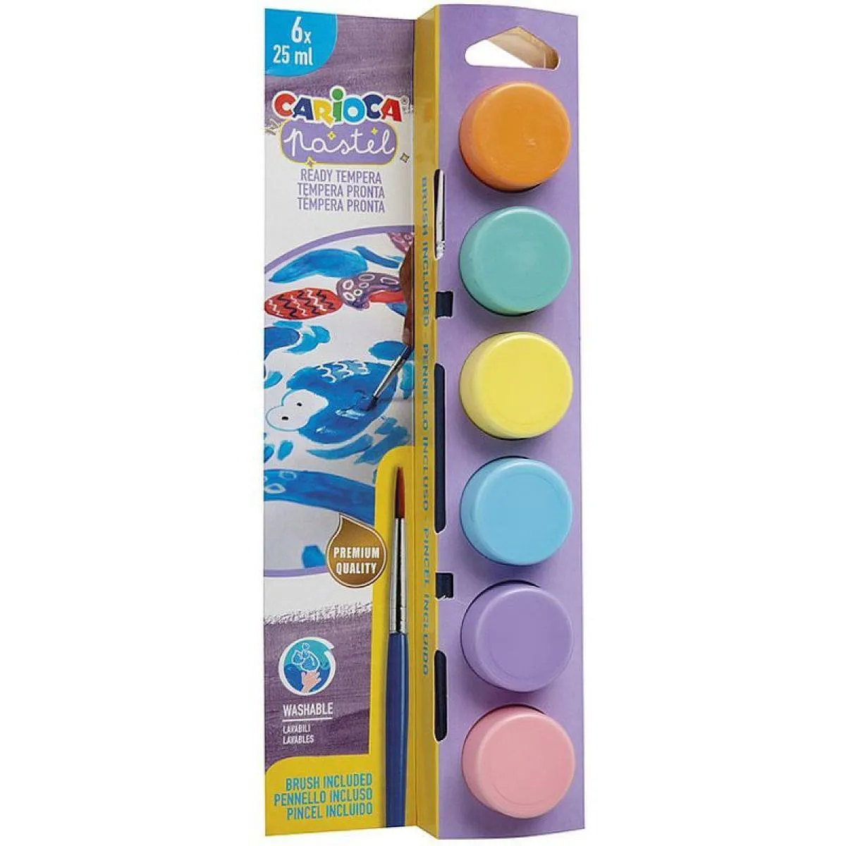 Set šest teglica tempera 25g + četkica 