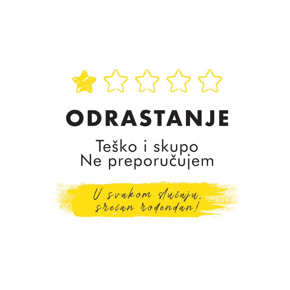 Čestitka ODRASTANJE NE PREPORUČUJEM 