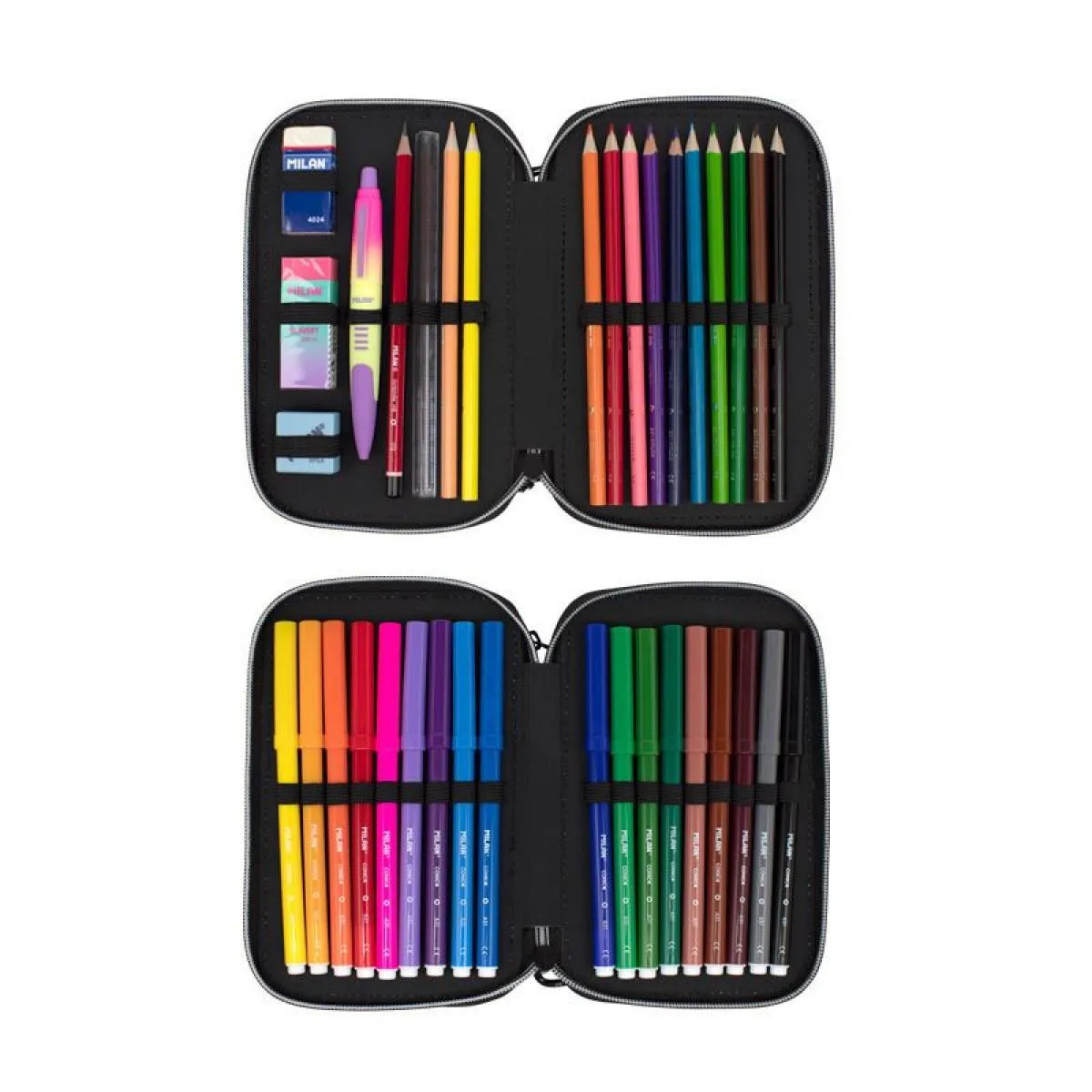 Dvostruka puna pernica MILAN - SUNSET BLACK PINK 