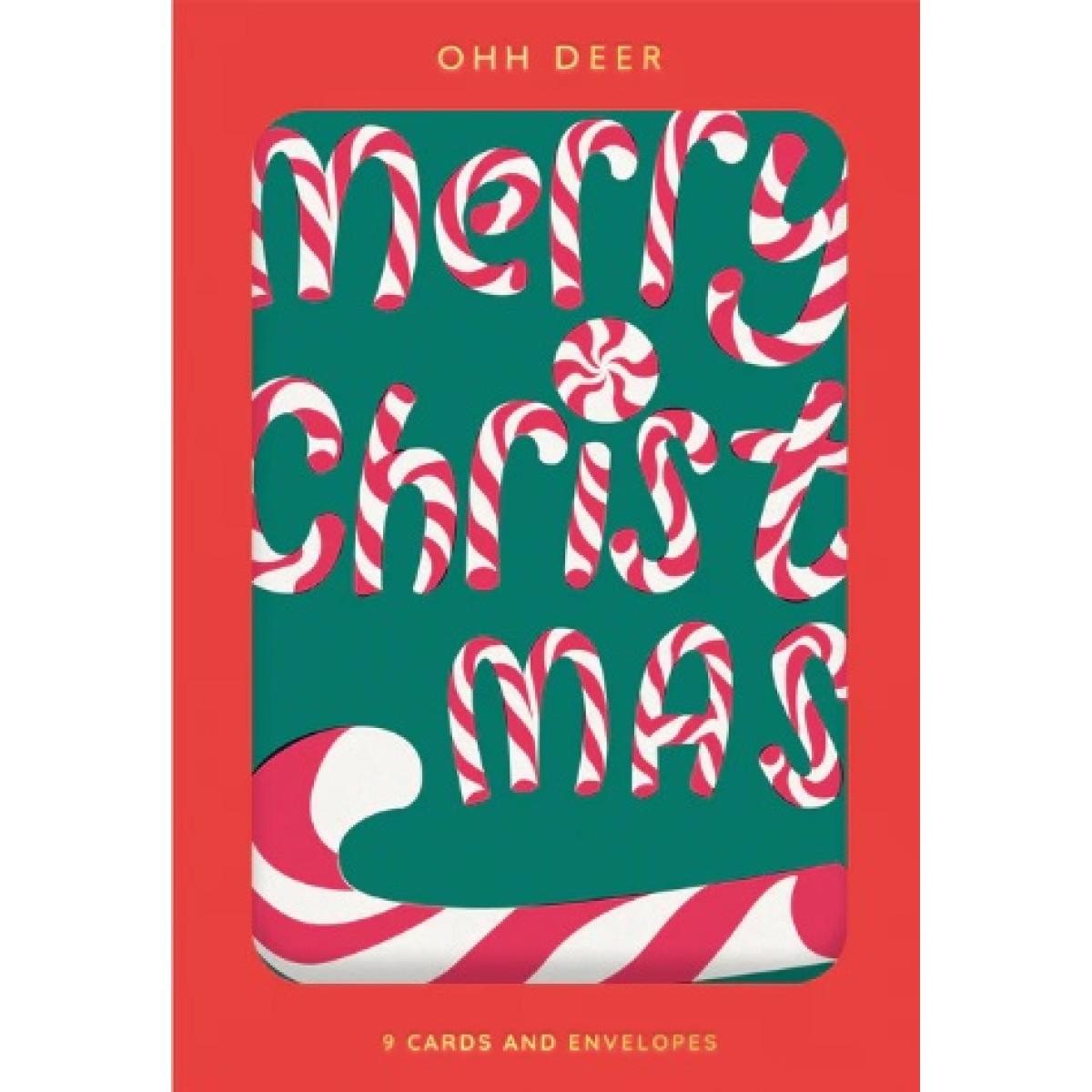 Set devet novogodišnjih i božićnih čestitki CANDY CANE 