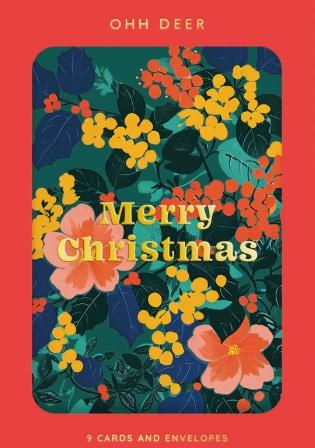 Set devet novogodišnjih i božićnih čestitki FESTIVE FLORAL 