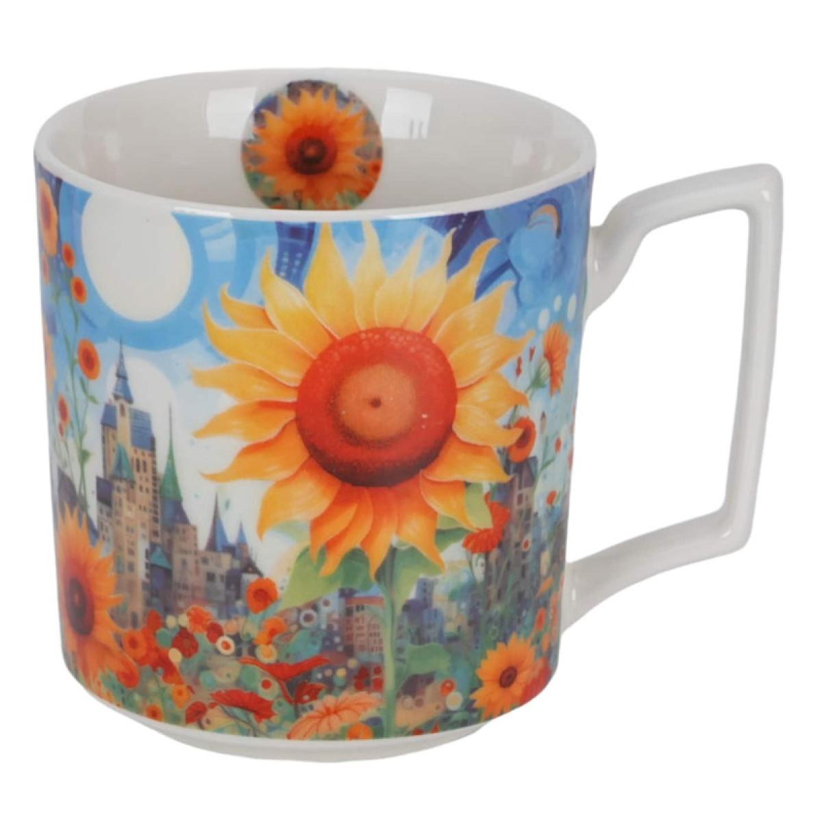 Velika porcelanska šolja SUNFLOWER 450ml 