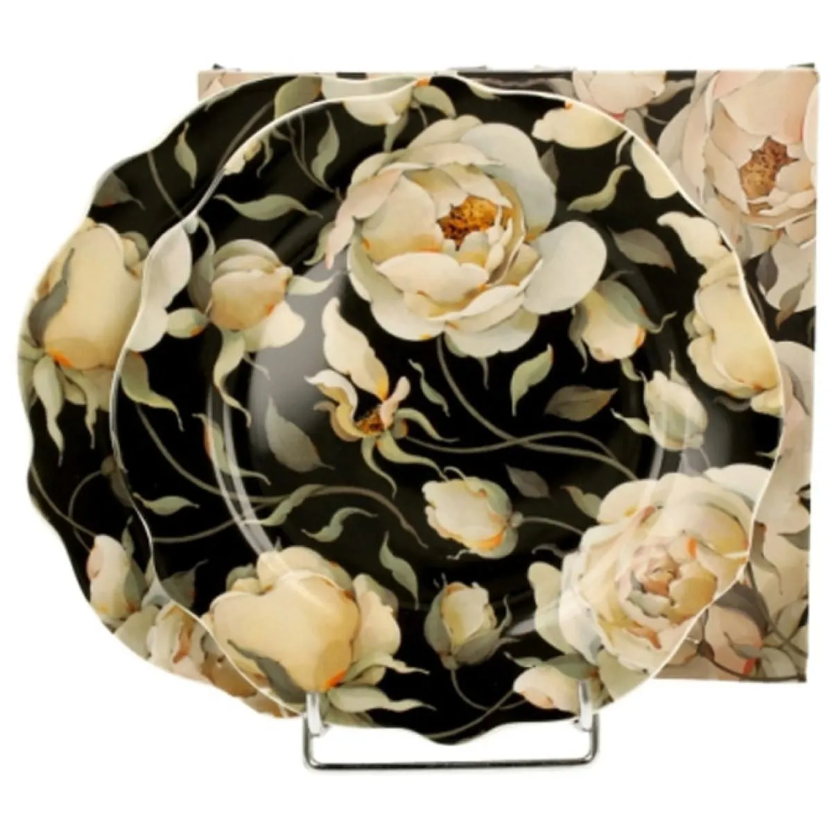 Set dva desertna tanjira  ENGLISH ROSES BLACK 