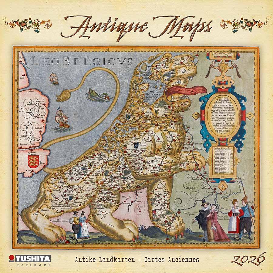 Zidni kalendar 2026 ANTIQUE MAPS 