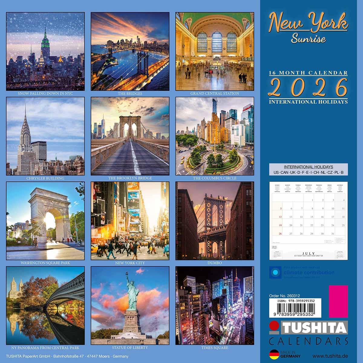 Zidni kalendar 2026 NEW YORK 