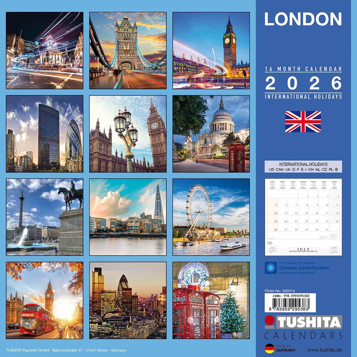 Zidni kalendar 2026 LONDON 