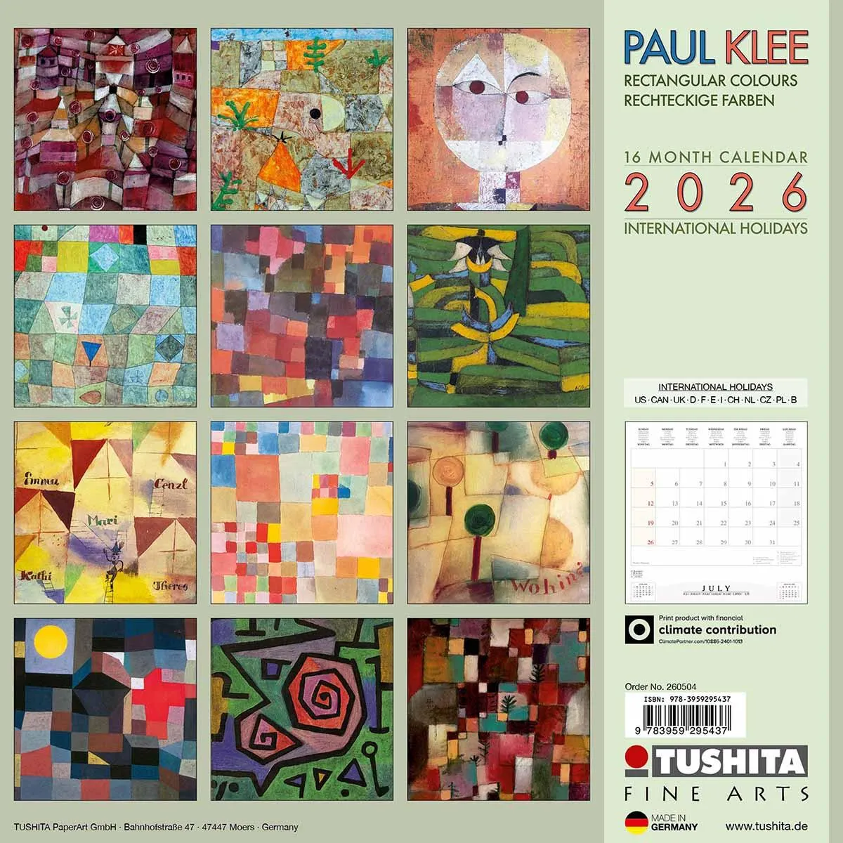 Zidni kalendar 2026 PAUL KLEE - RECTANGULAR COLOURS 