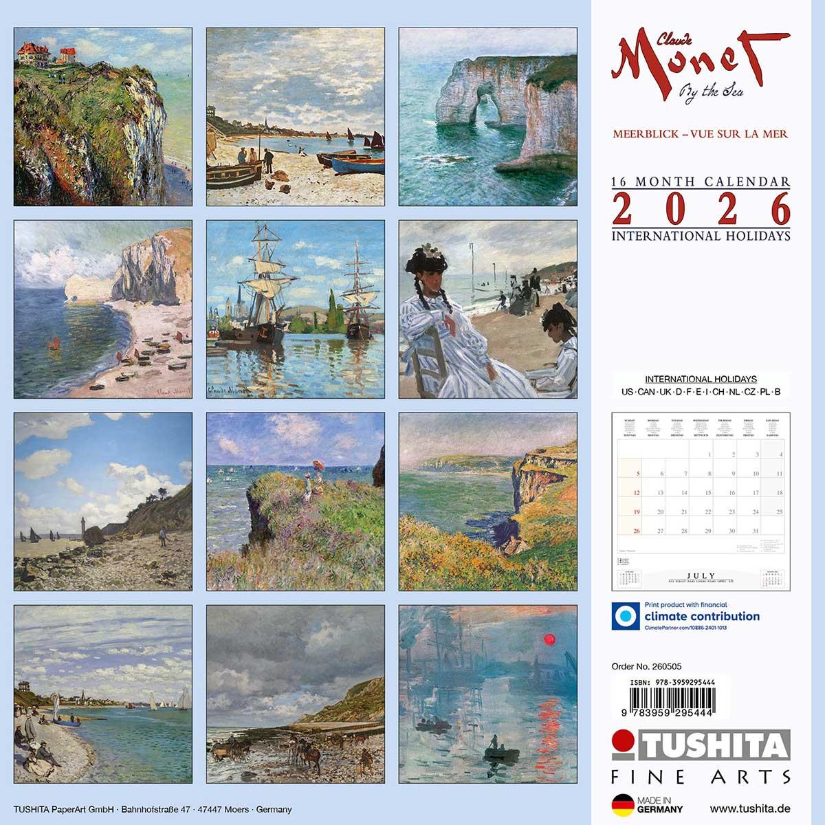 Zidni kalendar 2026 MONET - BY THE SEA 