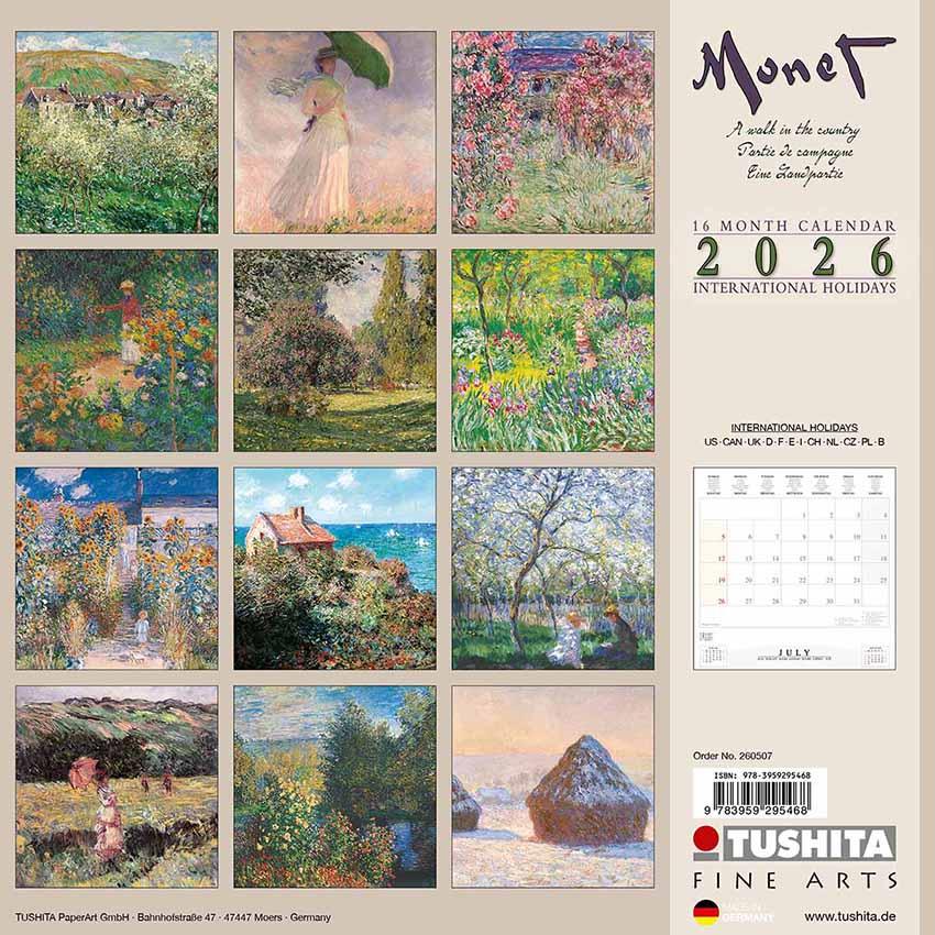 Zidni kalendar 2026 MONET - A WALK IN THE COUNTRY 