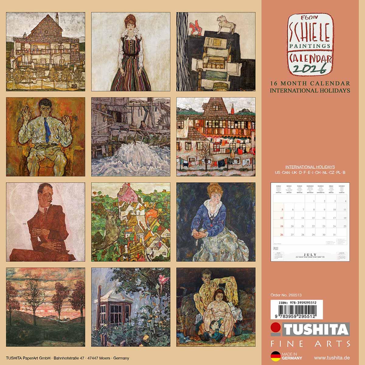 Zidni kalendar 2026 EGON SCHIELE - PAINTINGS 