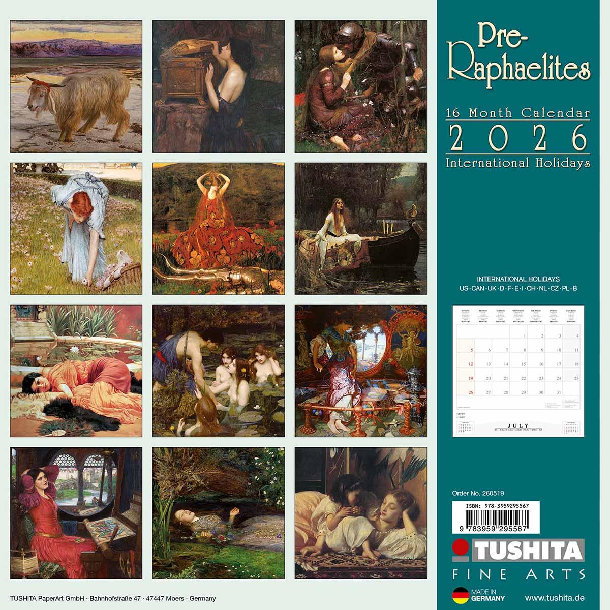 Zidni kalendar 2026 PRE-RAPHAELITES 