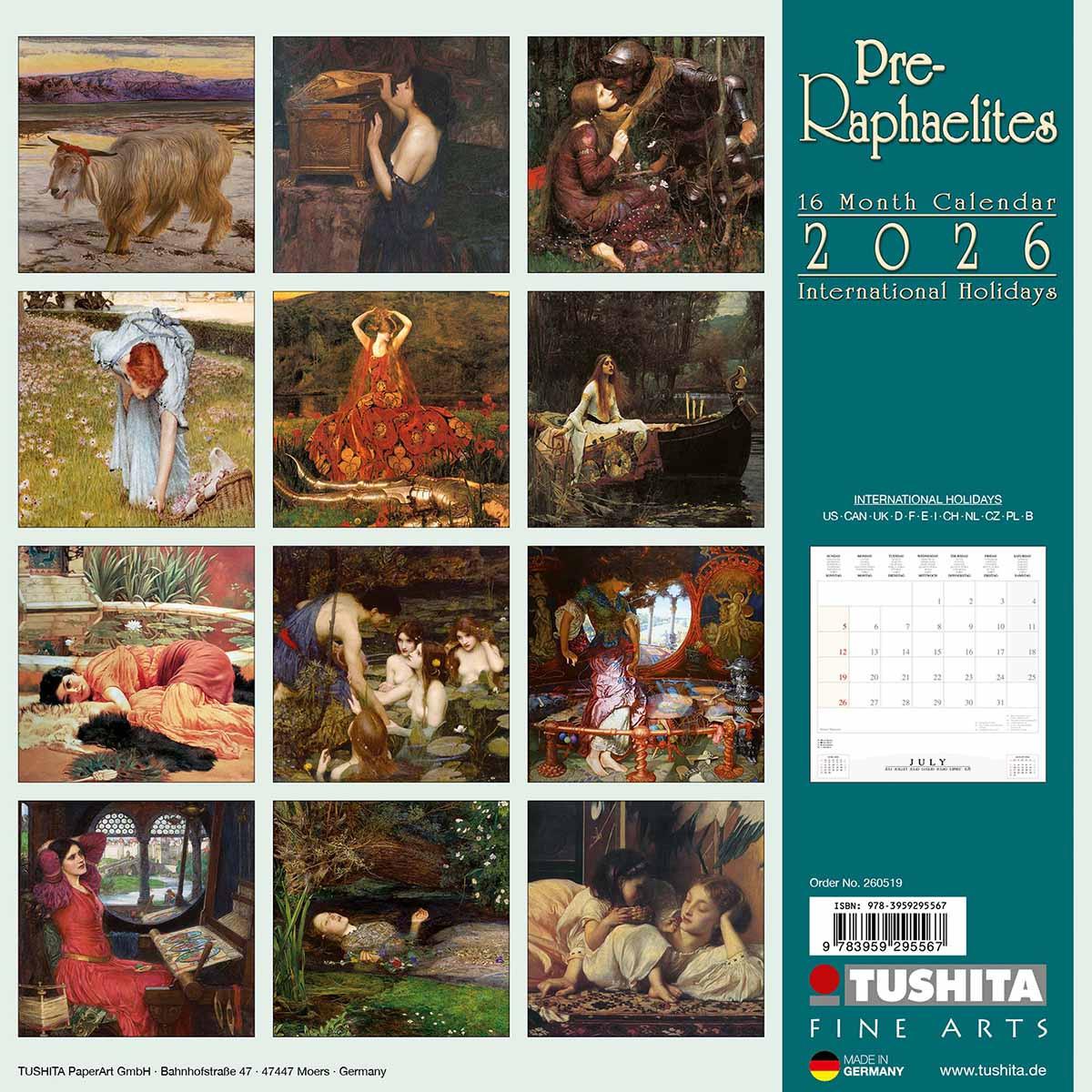 Zidni kalendar 2026 PRE-RAPHAELITES 