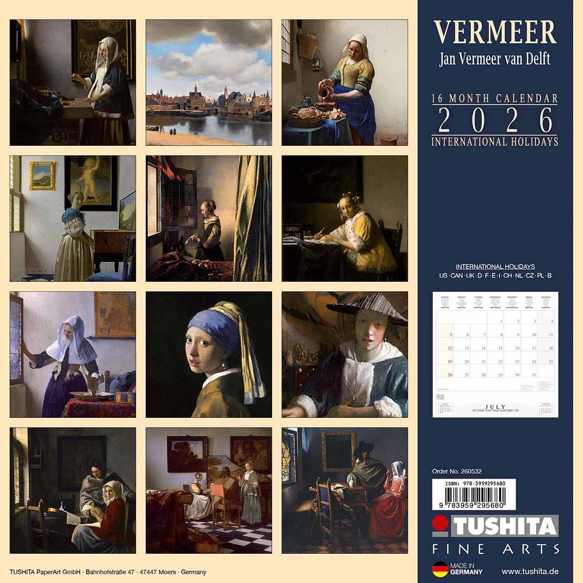 Zidni kalendar 2026 JAN VERMEER 