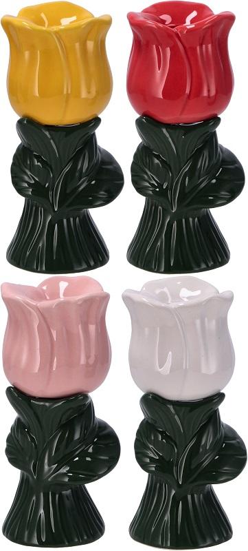 Keramički držač za sveće u obliku cveta 15,5x7cm ČETIRI VRSTE 
