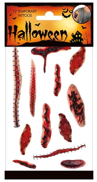 HALLOWEEN set 12 privremenih tetovaža RANE 