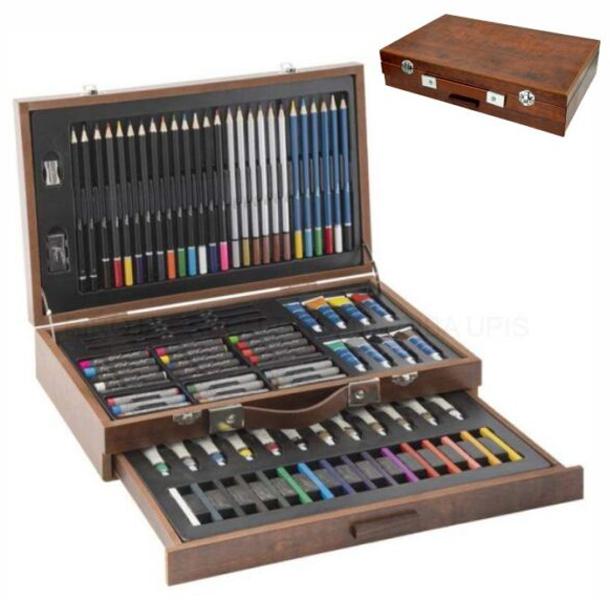 Umetnički set u drvenom koferu 91kom 