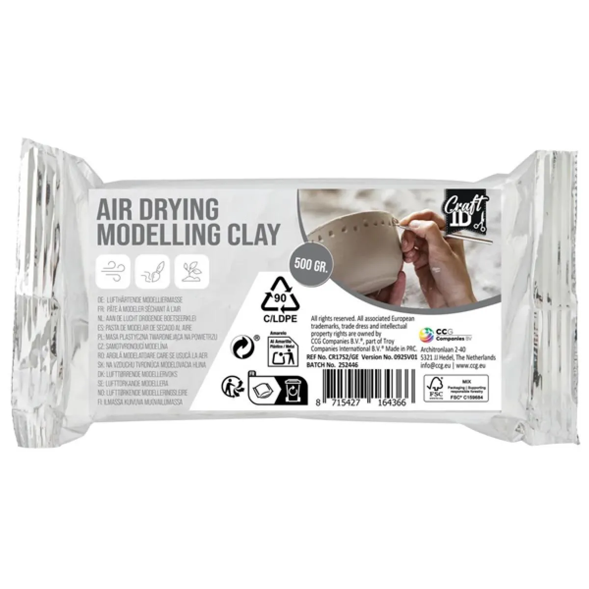 Bela glina za modeliranje od 500 g. 