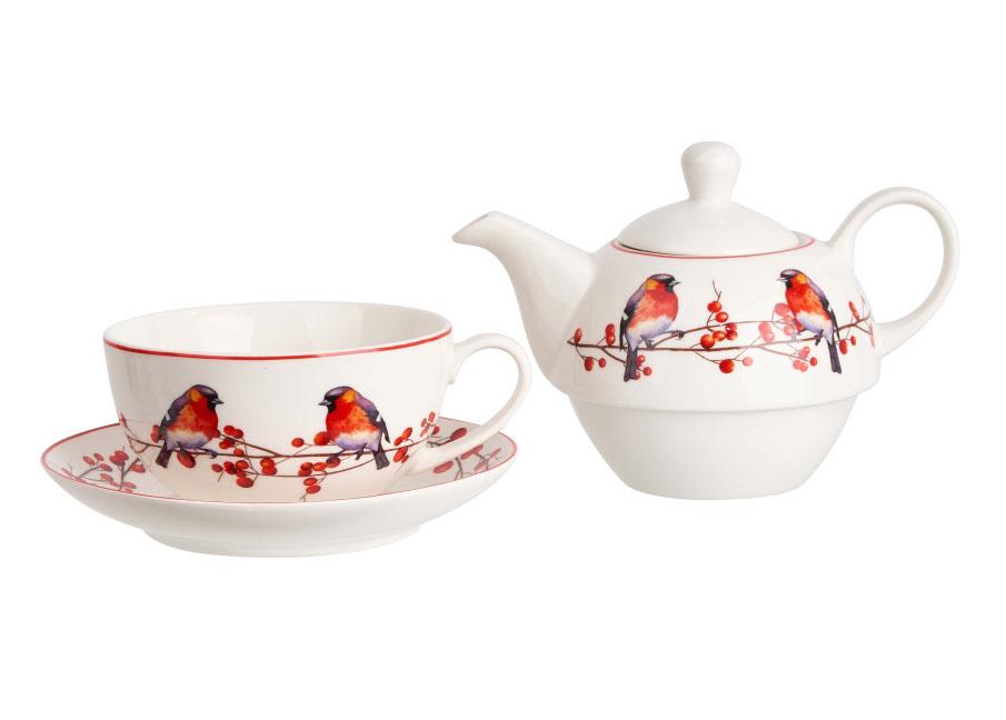 Set za čaj - čajnik sa šoljom NOVA GODINA - Ptice 