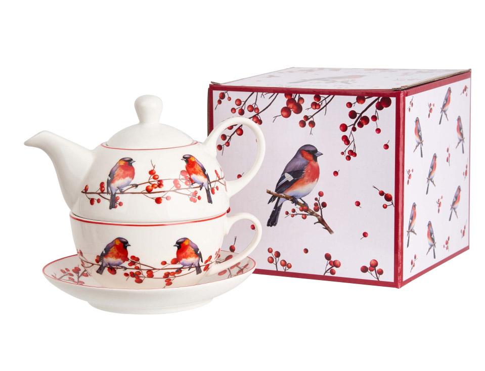 Set za čaj - čajnik sa šoljom NOVA GODINA - Ptice 