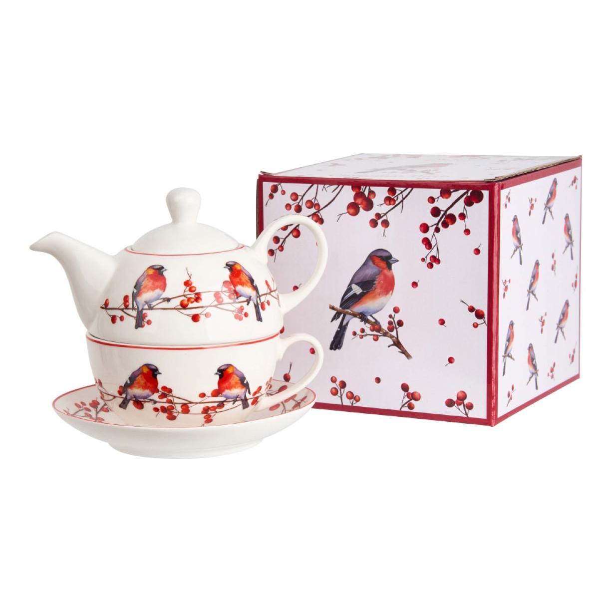 Set za čaj - čajnik sa šoljom NOVA GODINA - Ptice 