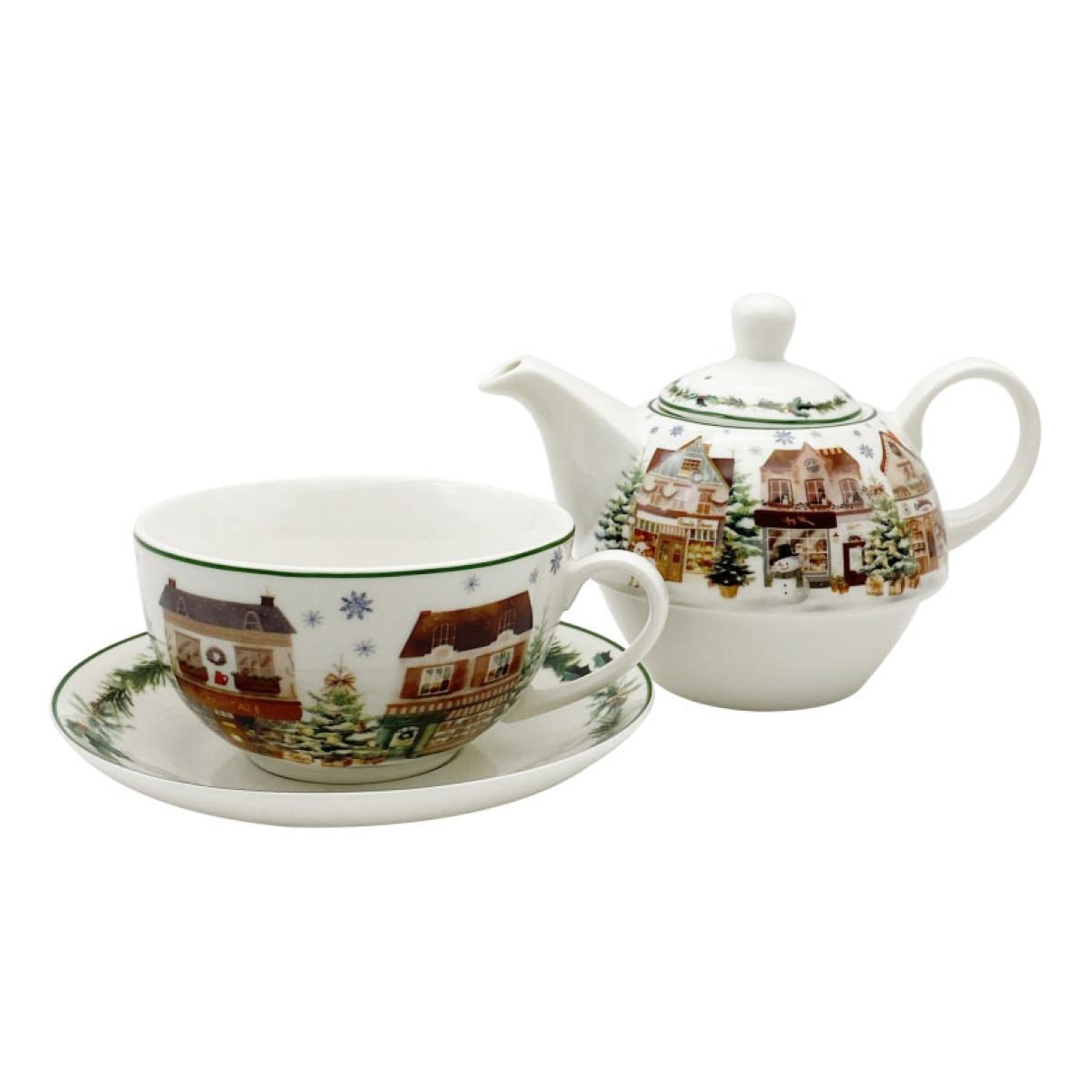 Set za čaj - čajnik sa šoljom NOVA GODINA Grad 