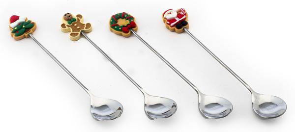 Novogodišnji set četiri kašičice CRVENI 