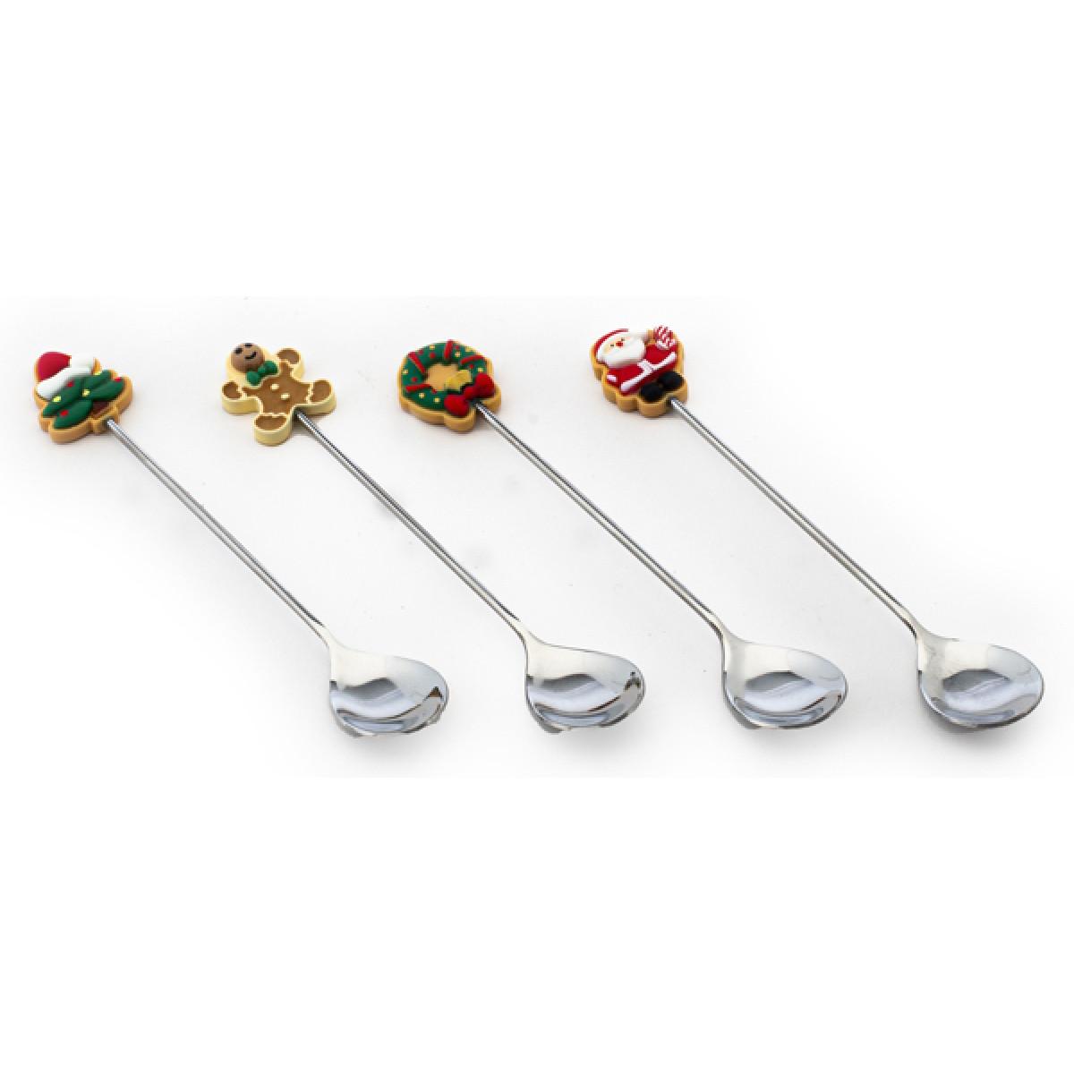 Novogodišnji set četiri kašičice CRVENI 