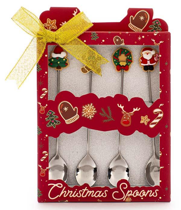 Novogodišnji set četiri kašičice CRVENI 