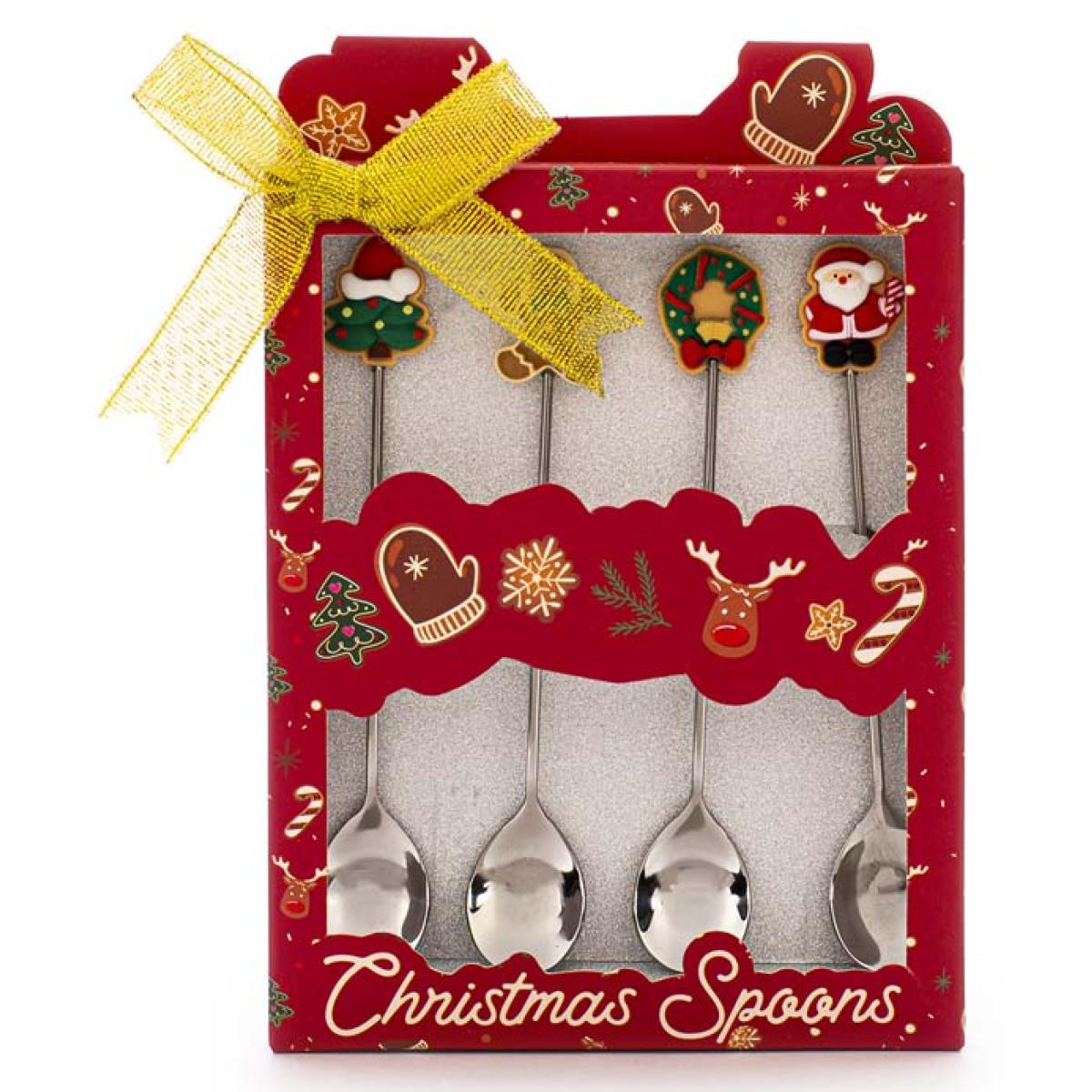 Novogodišnji set četiri kašičice CRVENI 